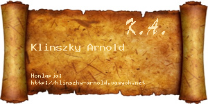 Klinszky Arnold névjegykártya