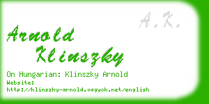 arnold klinszky business card